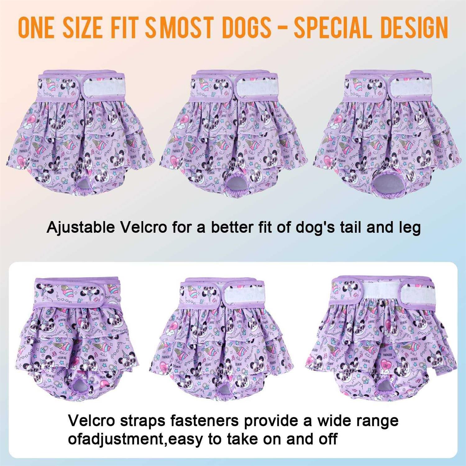 Washable Dog Diapers for Female Dogs, 3 Pack, Reusable Leak-Proof Puppy Diapers L5446