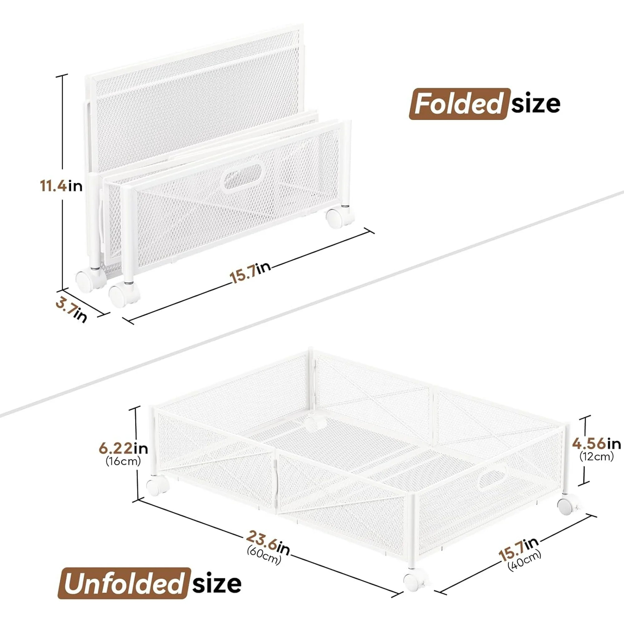 Under Bed Storage Containers with Wheels, Shoe Organizer Drawer, Metal Storage for Clothes Shoes Blankets T8760