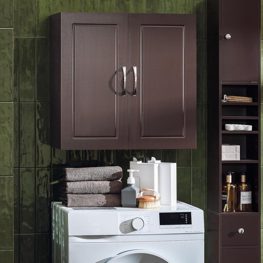 Laundry Hamper Cabinet with 2 Drawers and Wall Cabinet O1667