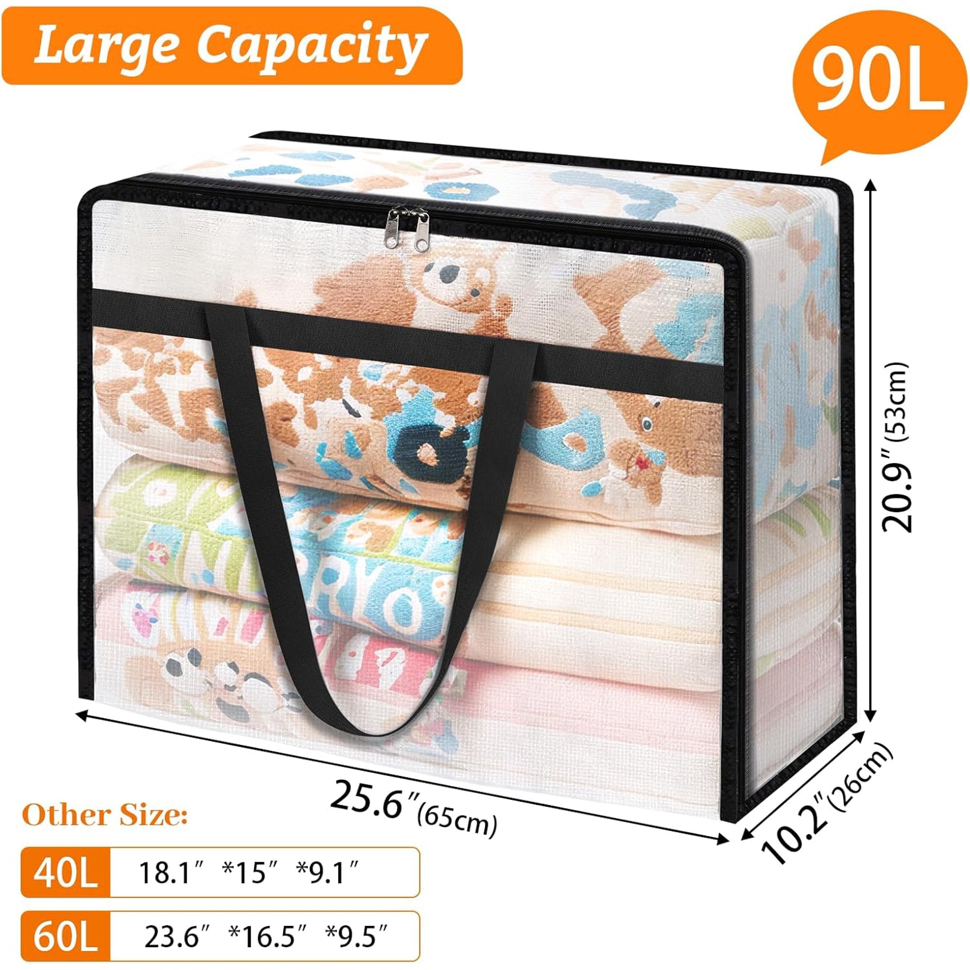 Clear Clothes Storage Bags with Zipper and Handle, 8 Pack J7254