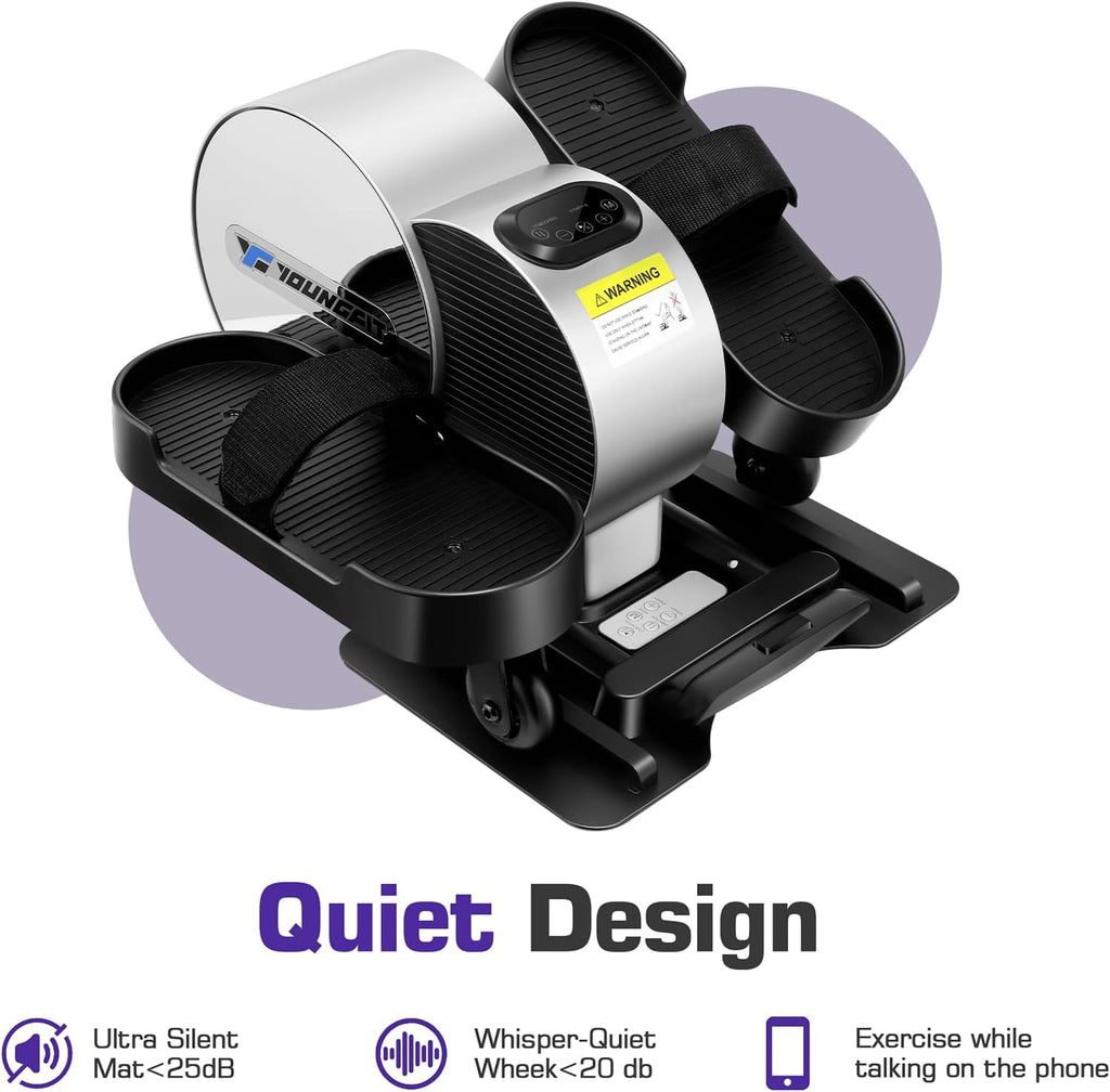 Under Desk Elliptical - Quiet Portable Leg Exerciser with Remote and App Control E129