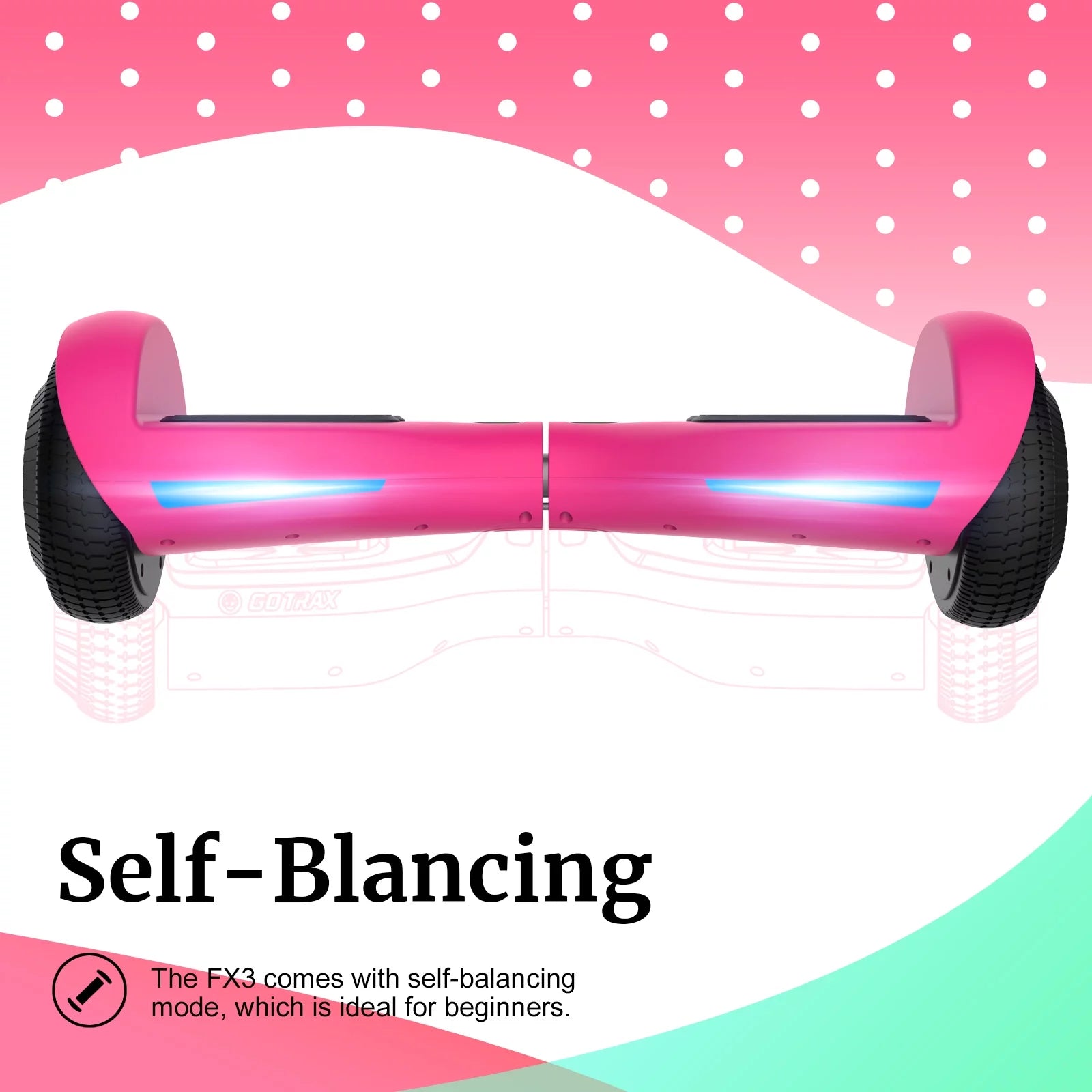 Hoverboard for Kids Adults 200W Motor 6.5" LED Wheels, Pink P853