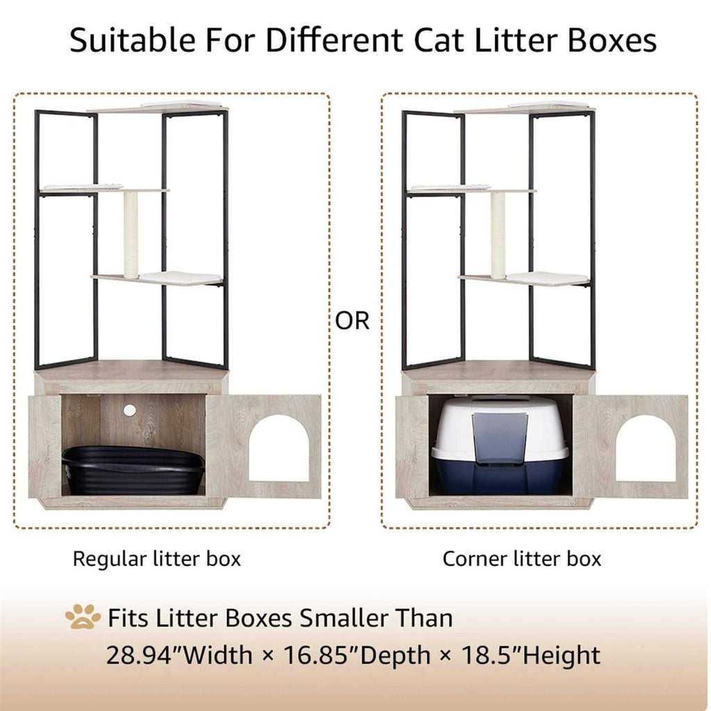 Corner Box Enclosure with Cat Tree Tower Cat Litter G6475