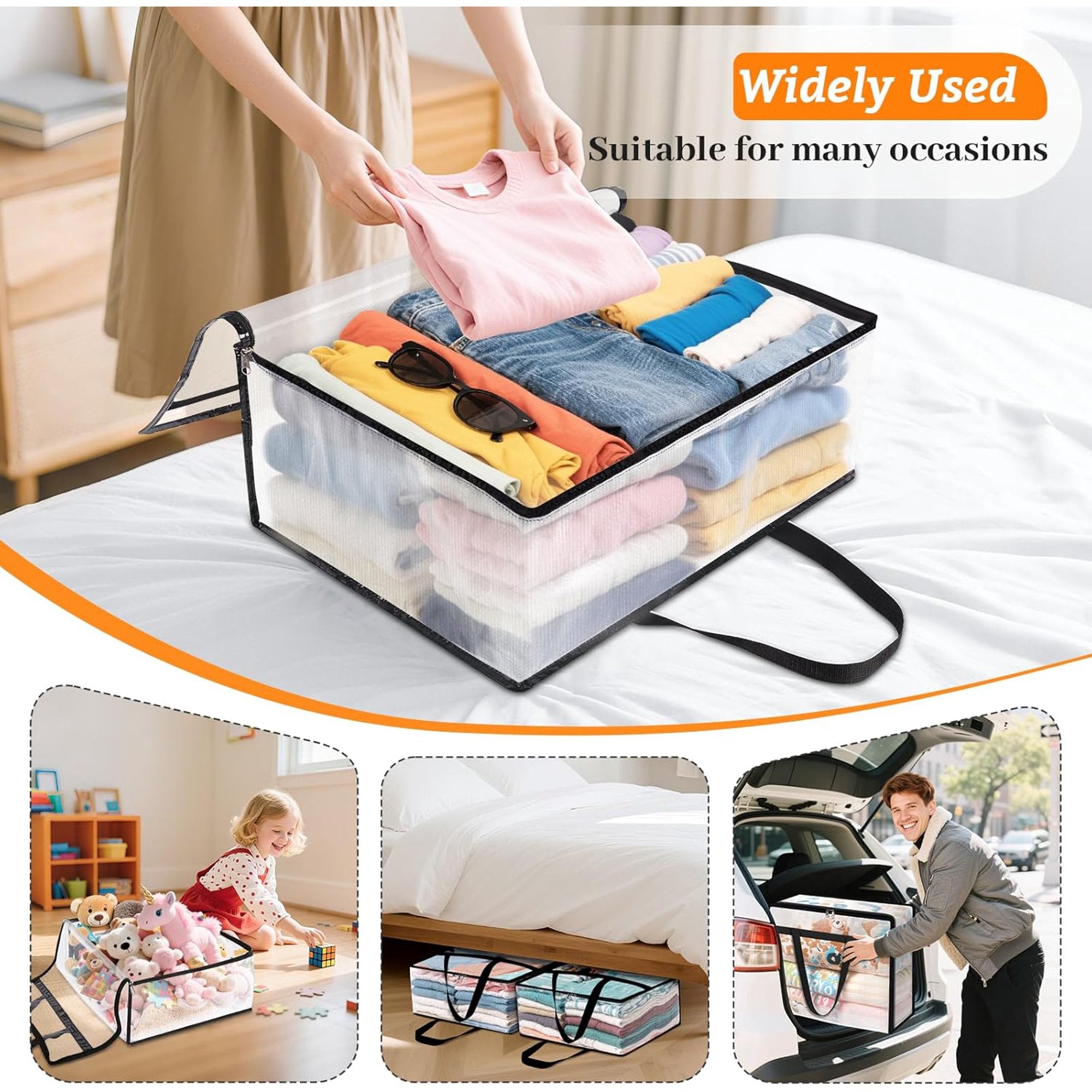 Clear Clothes Storage Bags with Zipper and Handle, 8 Pack J7254