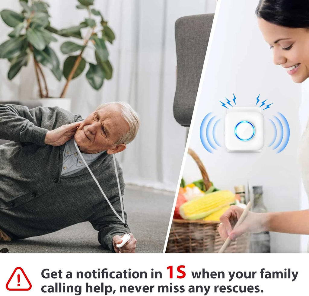 Waterproof SOS Call Button Pager for Elderly Caregiver Alert System J987