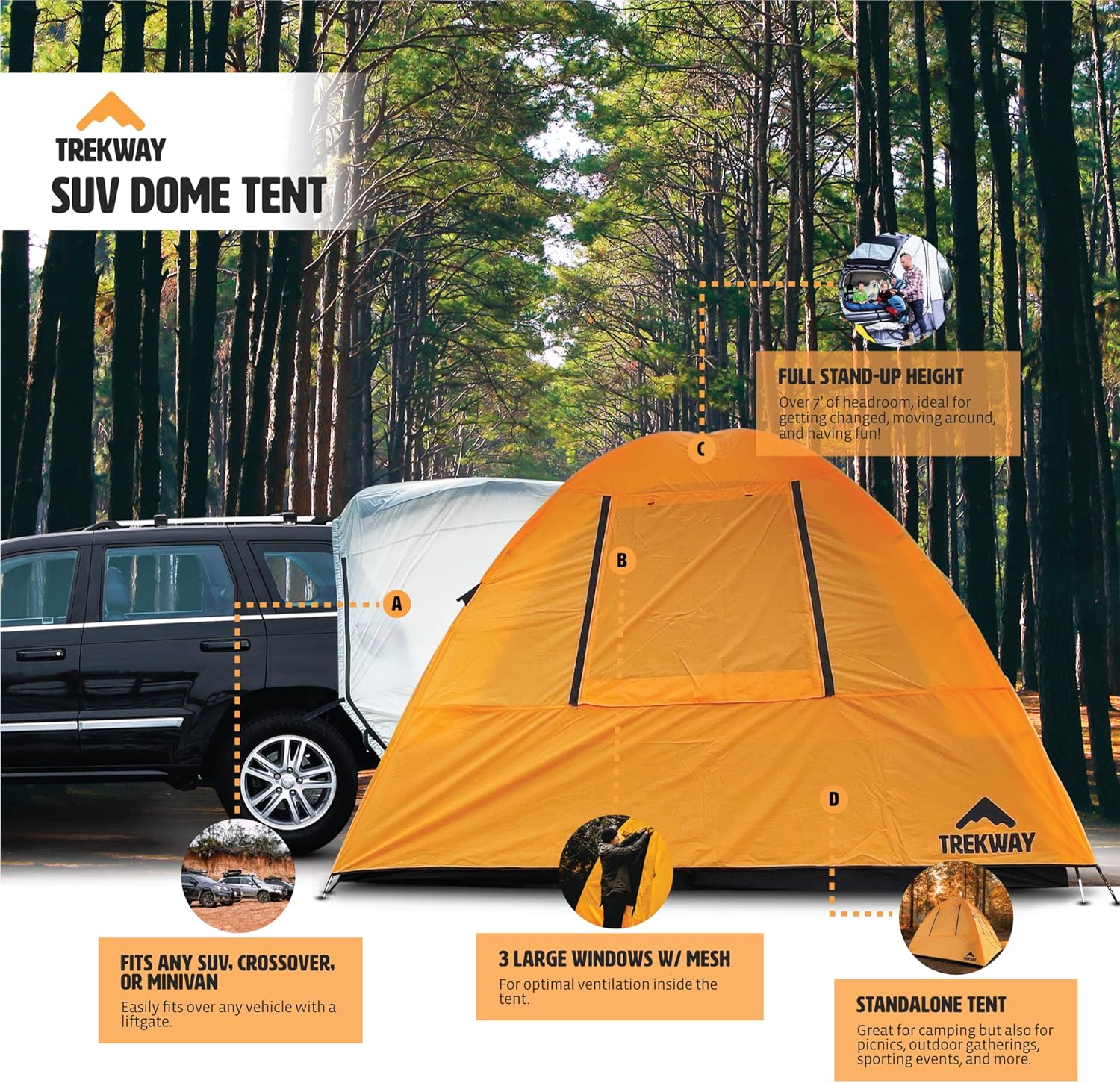 Waterproof Instant Camping Tent for SUV, 9 x 9 ft, Sleeps 7 Z406