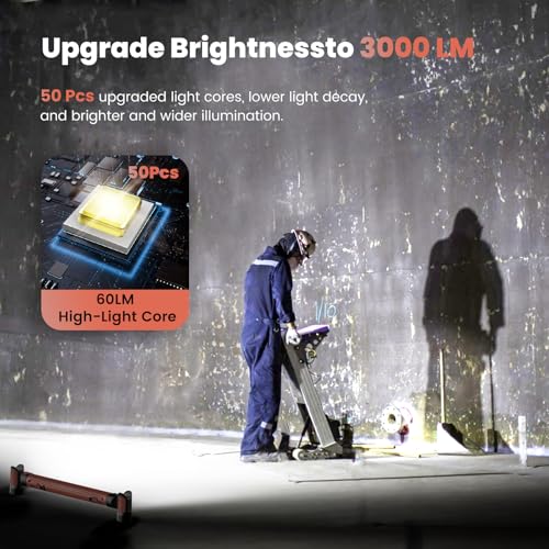 LED Magnetic Work Light 3000LM Rechargeable Cordless with Hooks G6189