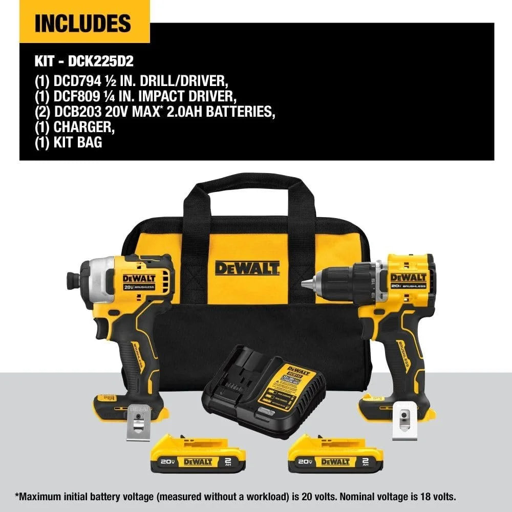 Cordless Drill and Impact Driver Combo Kit with 2 Batteries C8645