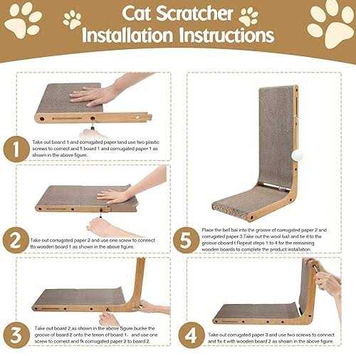 L-Shaped Cat Scratching Pad with Toy Balls for Indoor Cats and Kittens T86294