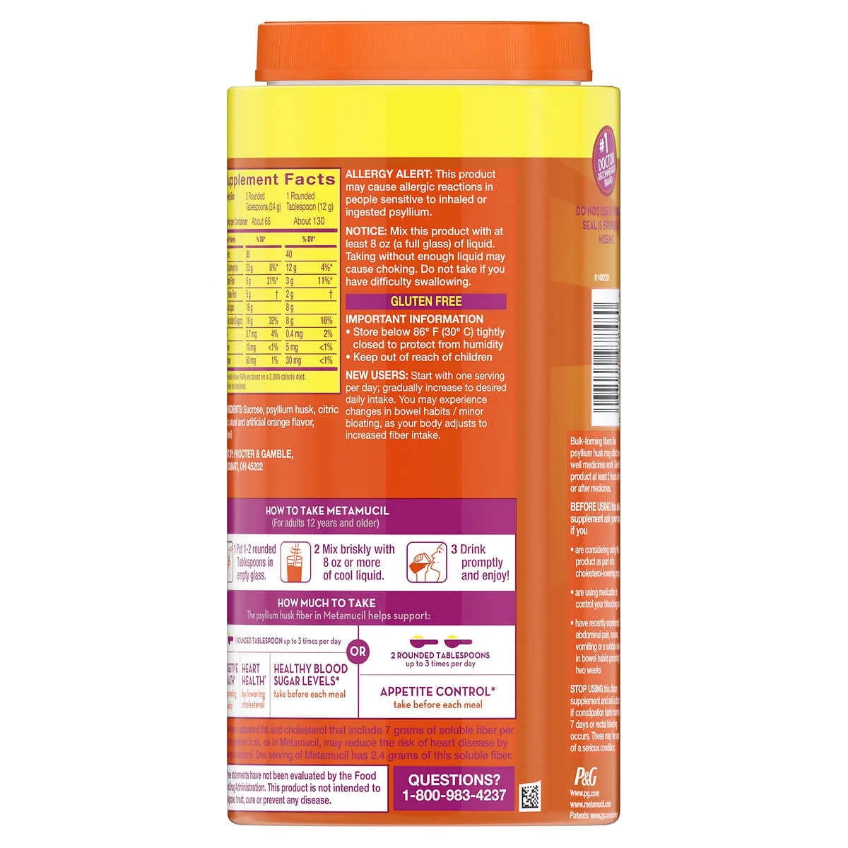 Fiber Supplement, Orange, 260 Servings R5174