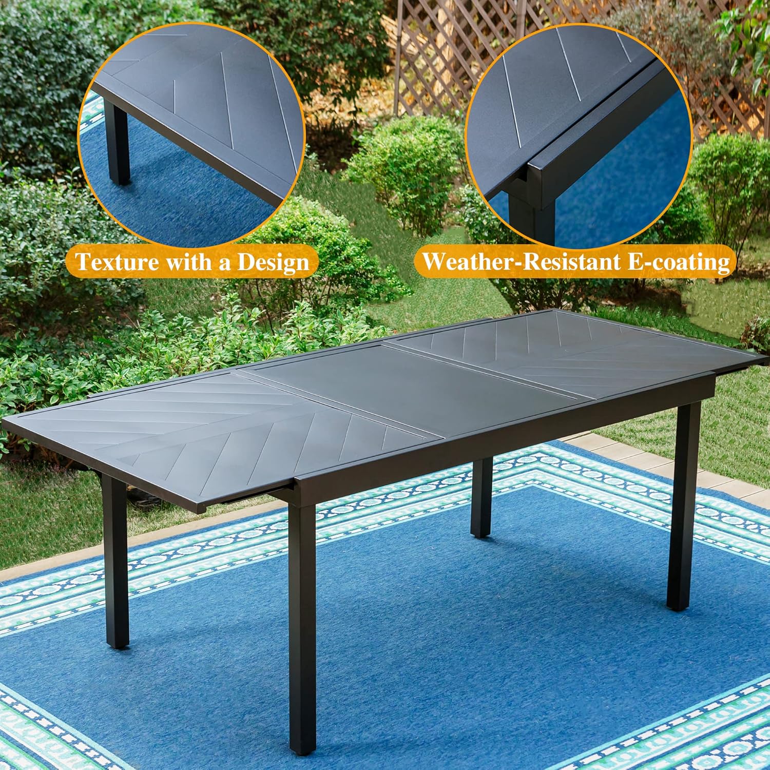 Patio Furniture Set Outdoor Dining Set 7 Pieces with High Back Chairs and Expandable Table W409