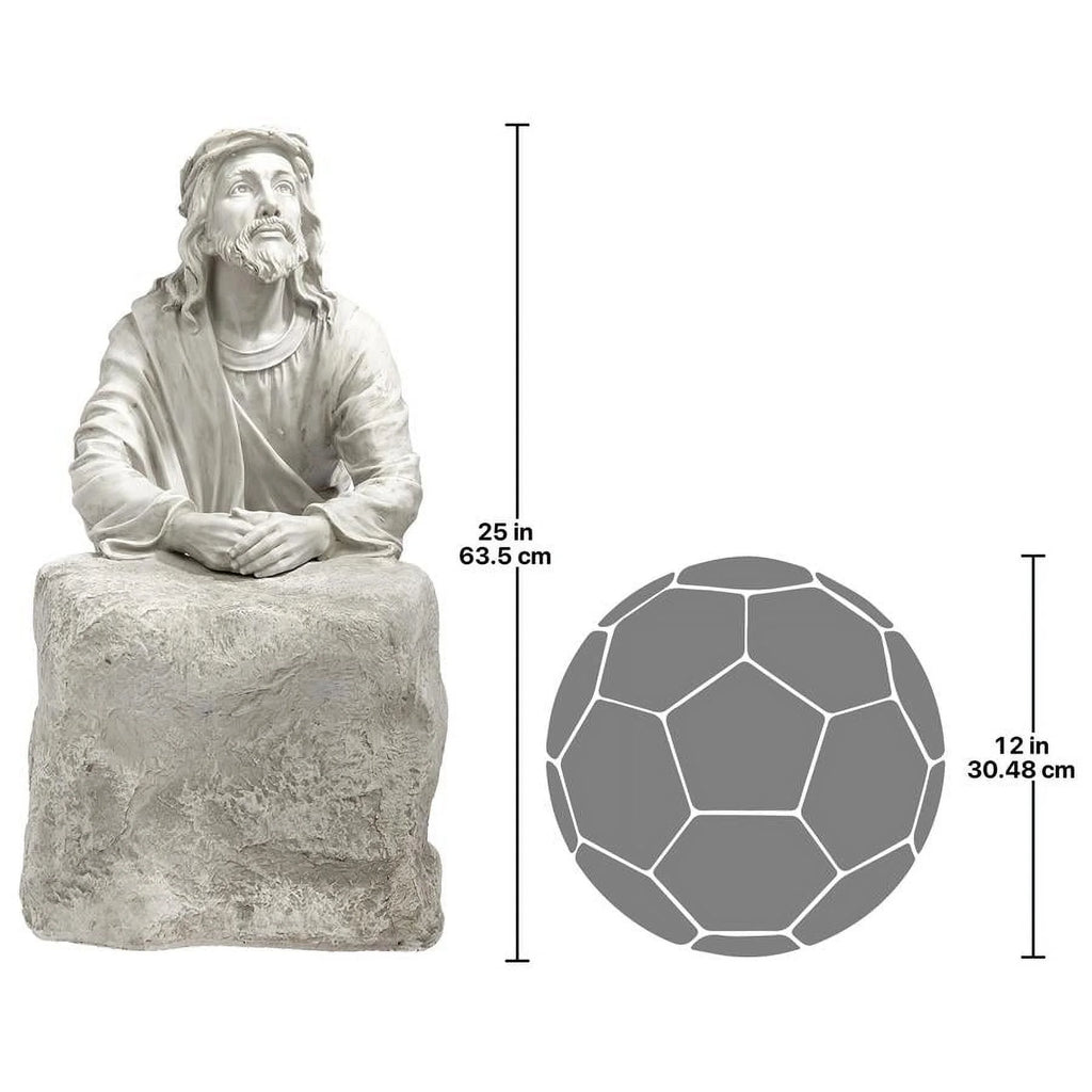 Jesus in the Garden of Gethsemane Religious Garden Statue, 23 Inch, Antique Stone P11946