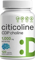 Citicoline CDP Choline 1000mg 120 Caps supports Brain Cognitive Function