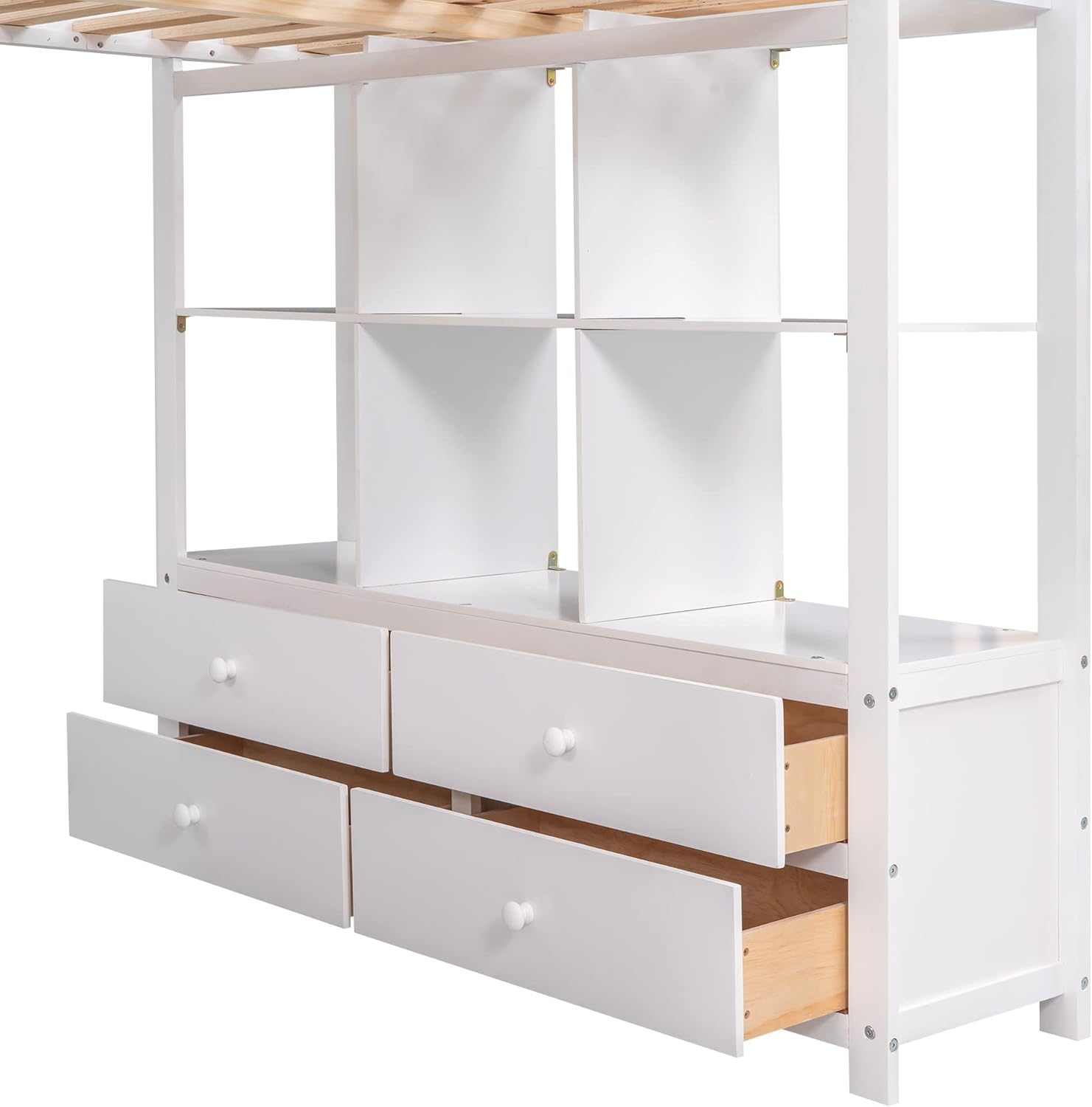 Full Loft Bed with Built-in Desk and Storage Shelves Z5593