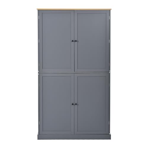 77 inch Kitchen Pantry, Freestanding Tall Cupboard with Shelves and Drawers T79940