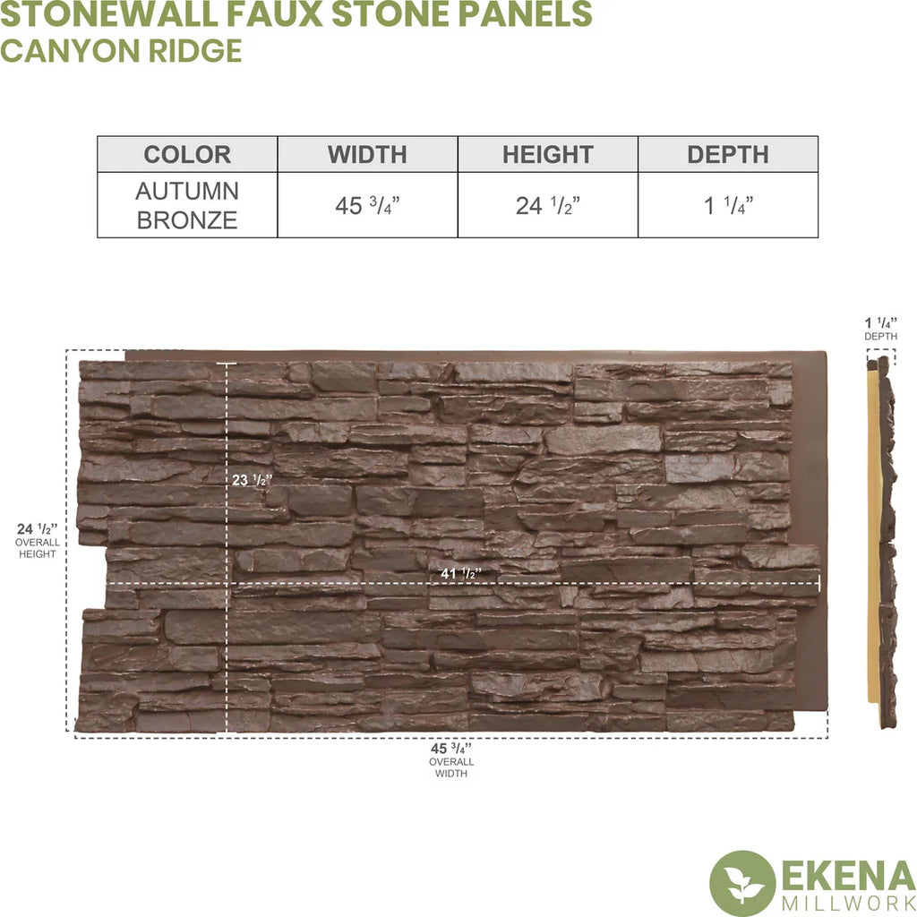 Stacked Stone Faux Siding Panel, Autumn Bronze B5888
