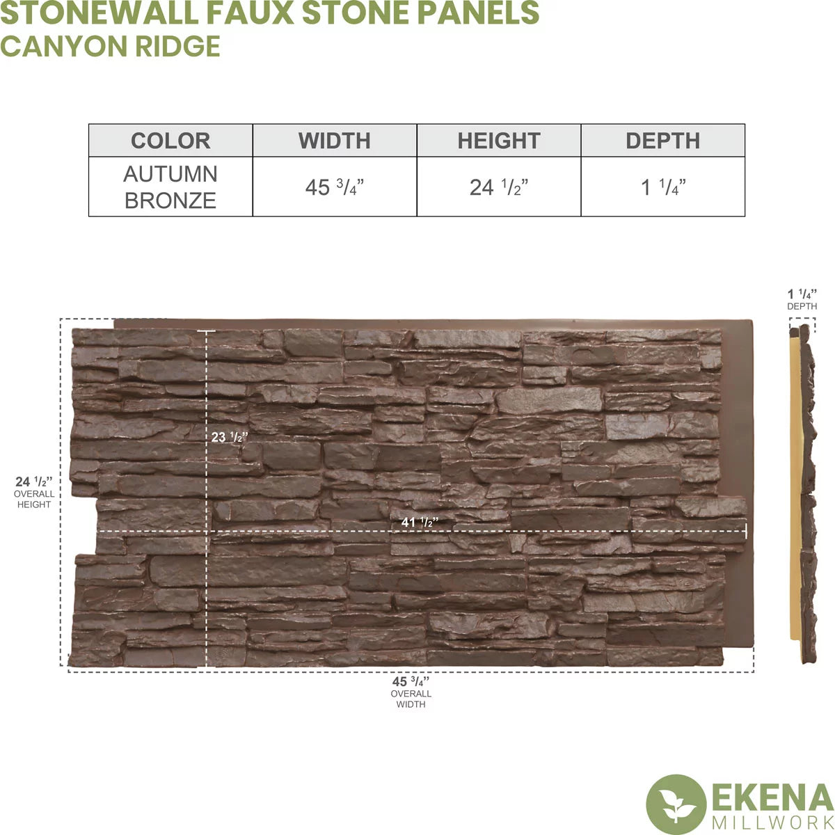 Stacked Stone Faux Siding Panel, Autumn Bronze B5888
