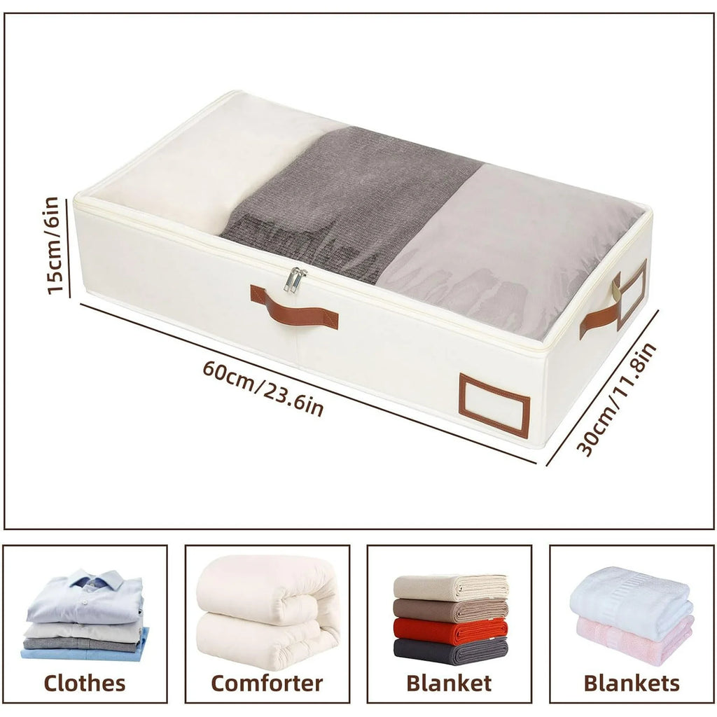 Under Bed Storage Box, Collapsible with Handles, Beige W470