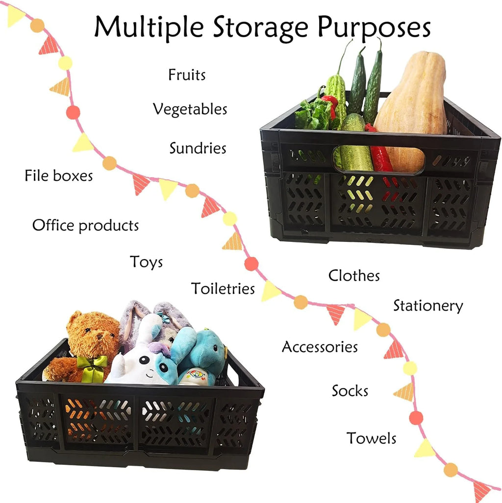 Foldable Plastic Storage Crates, 20L, 4-Pack D4825