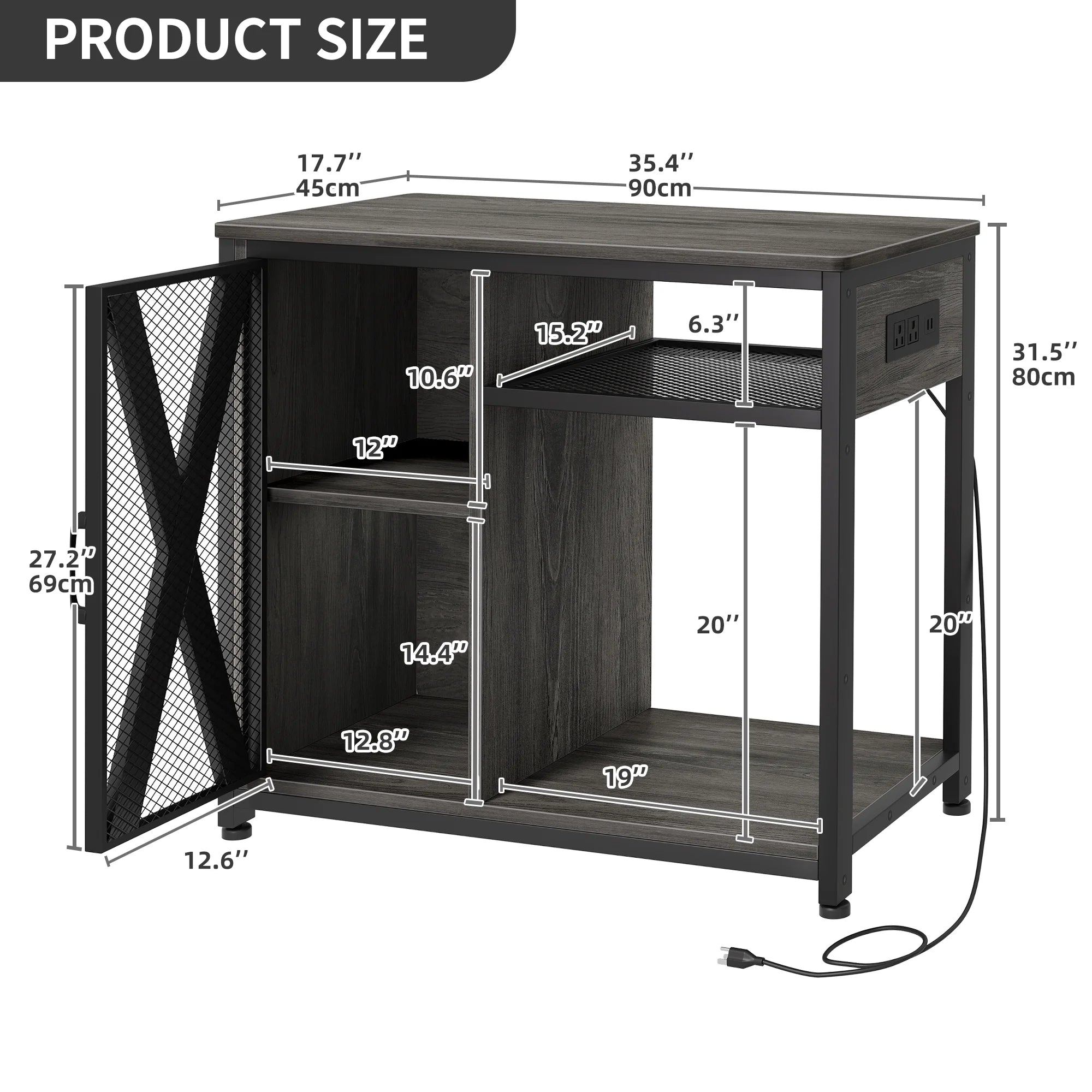 Metal Aquarium Stand with Power Outlets and LED Light for 40-50 Gallon Tank I7698
