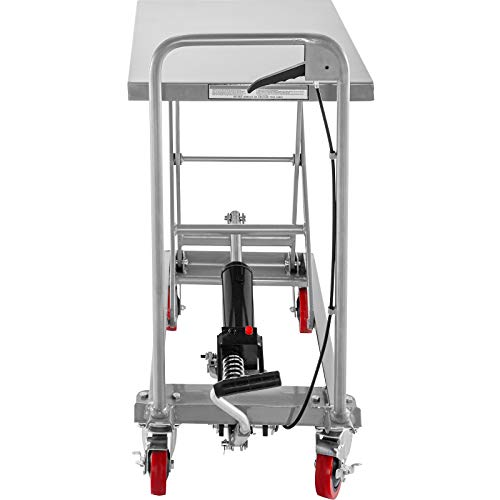 Hydraulic Scissor Lift Cart, 500 lbs Capacity, 28.5-Inch Lifting Height, Manual Foot Pump W486