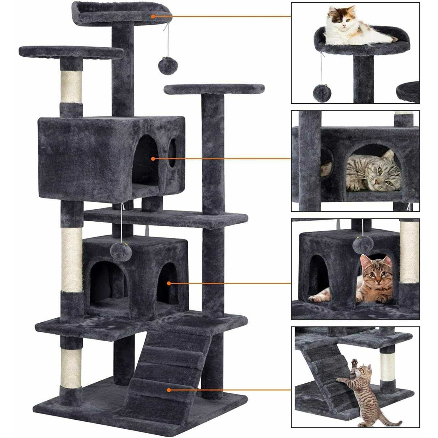 Cat Tree Tower with Scratching Post for Kittens Q604