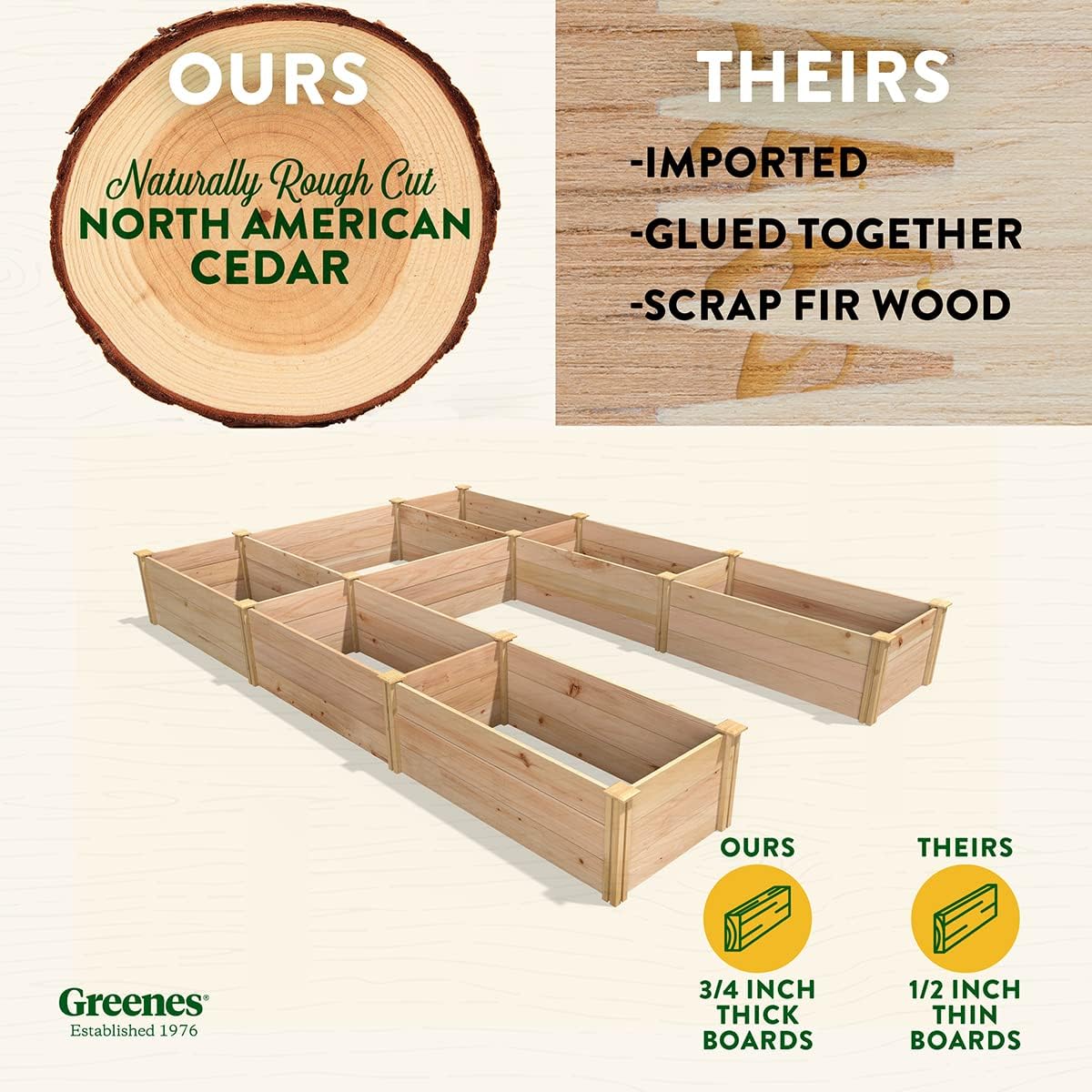Cedar Raised Garden Bed, 8' x 12' x 16.5" U-Shaped U1093