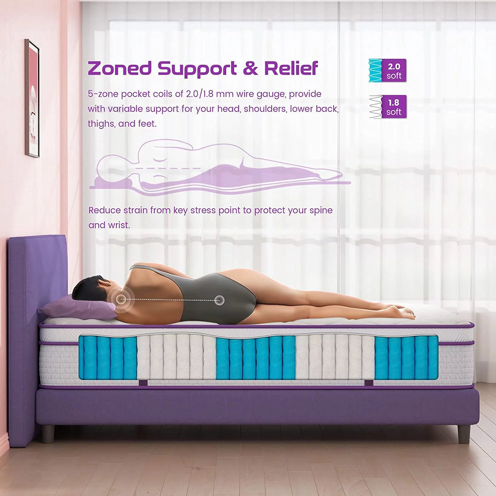 Queen Size Hybrid Mattress, 10 Inch Memory Foam Euro Top, Medium Firm T31957