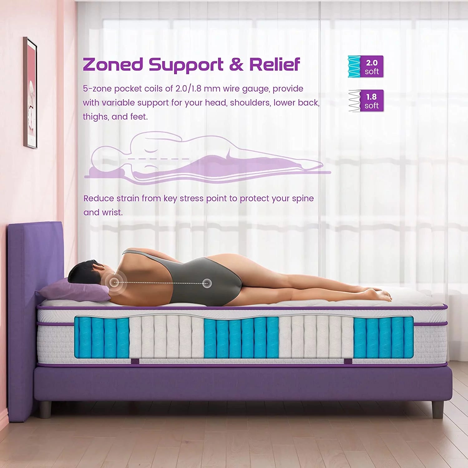 Queen Size Hybrid Mattress, 10 Inch Memory Foam Euro Top, Medium Firm T31957