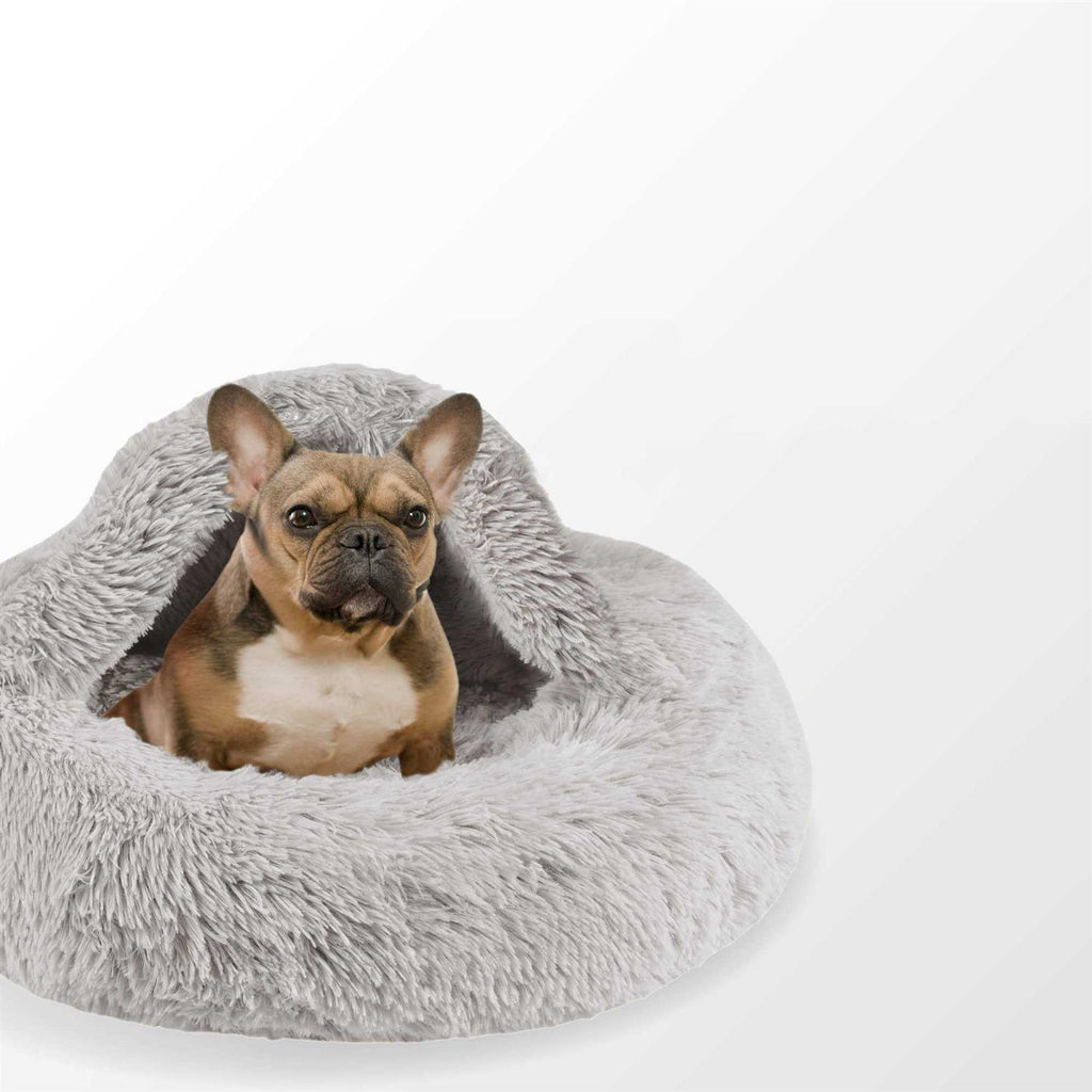 Cat Bed Cave Soft Faux Fur Hooded Blanket for Indoor Pets G523618