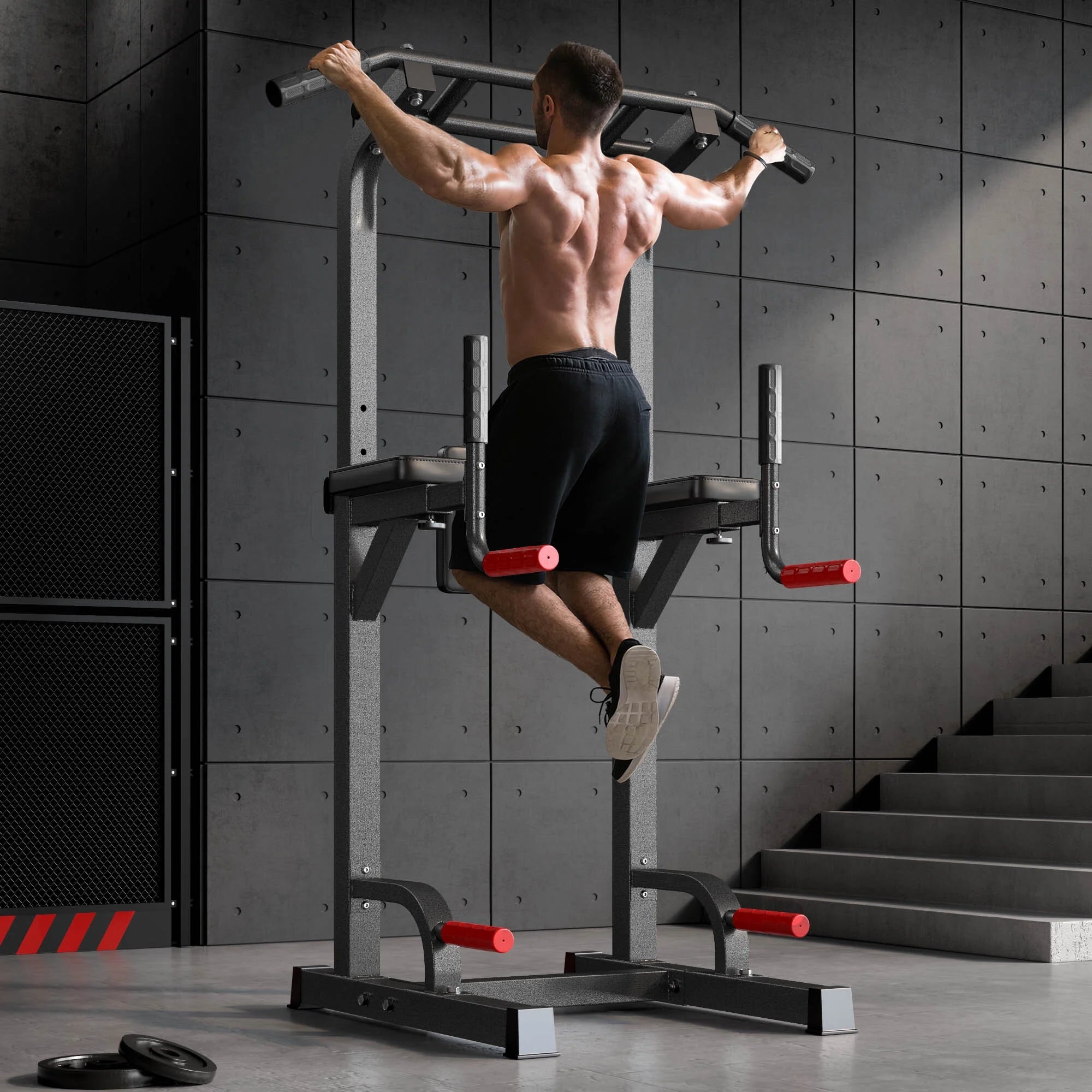 Power Tower Dip Station Pull Up Bar Stand with Adjustable Height R971