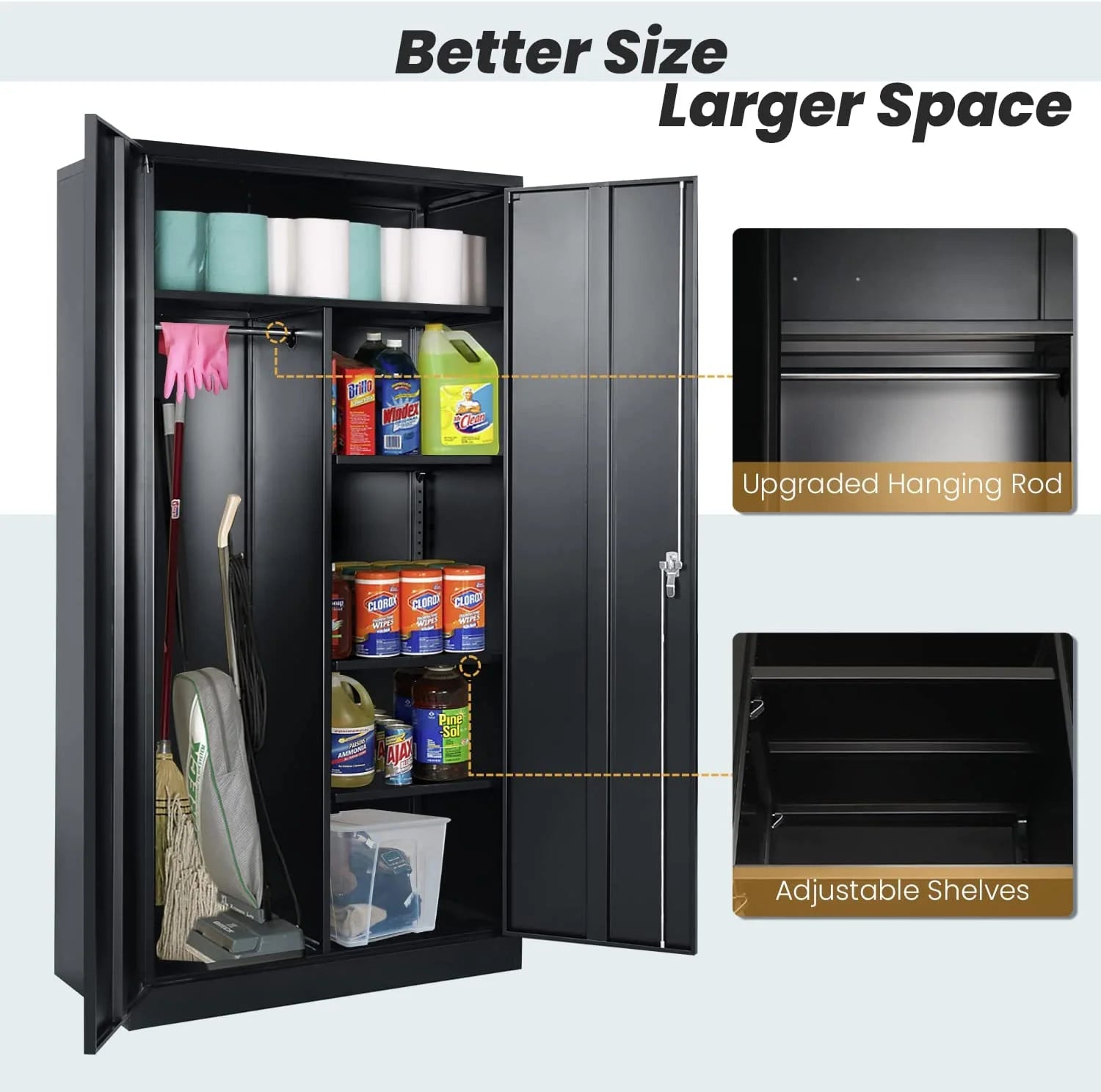 Metal Cabinet Wardrobe with Locking Door and Shelves E929597