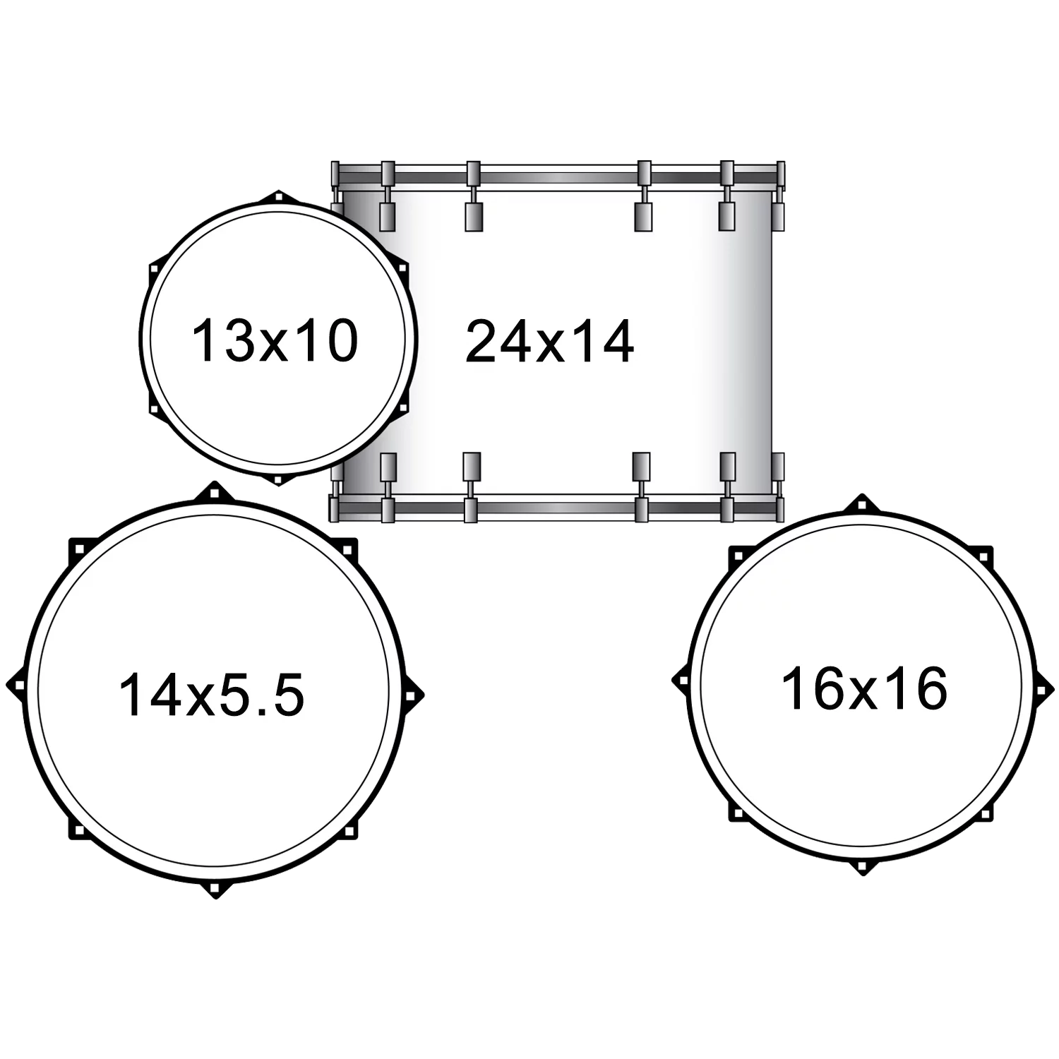 4-Piece Drum Shell Pack with 24" Bass Drum, White Oyster V572357