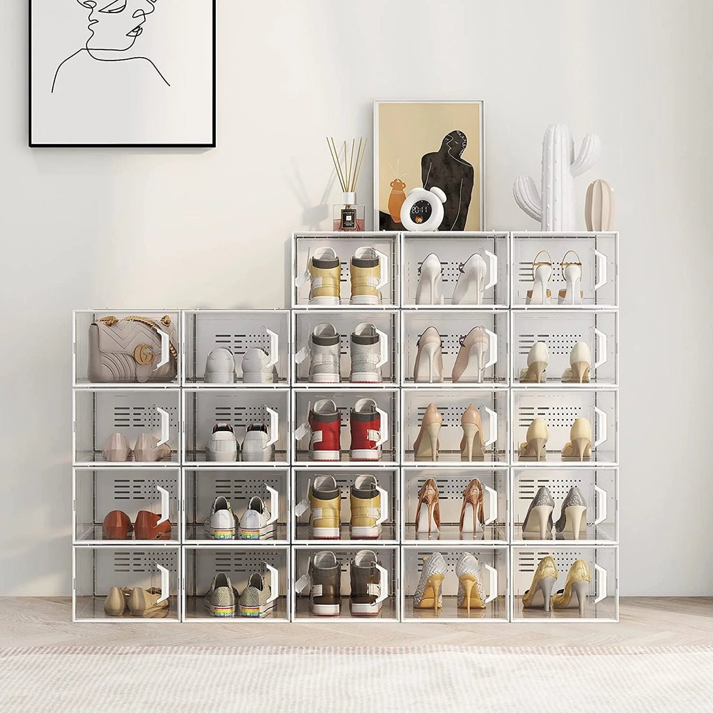 Shoe Storage Box 12 Pack Stackable Breathable M250