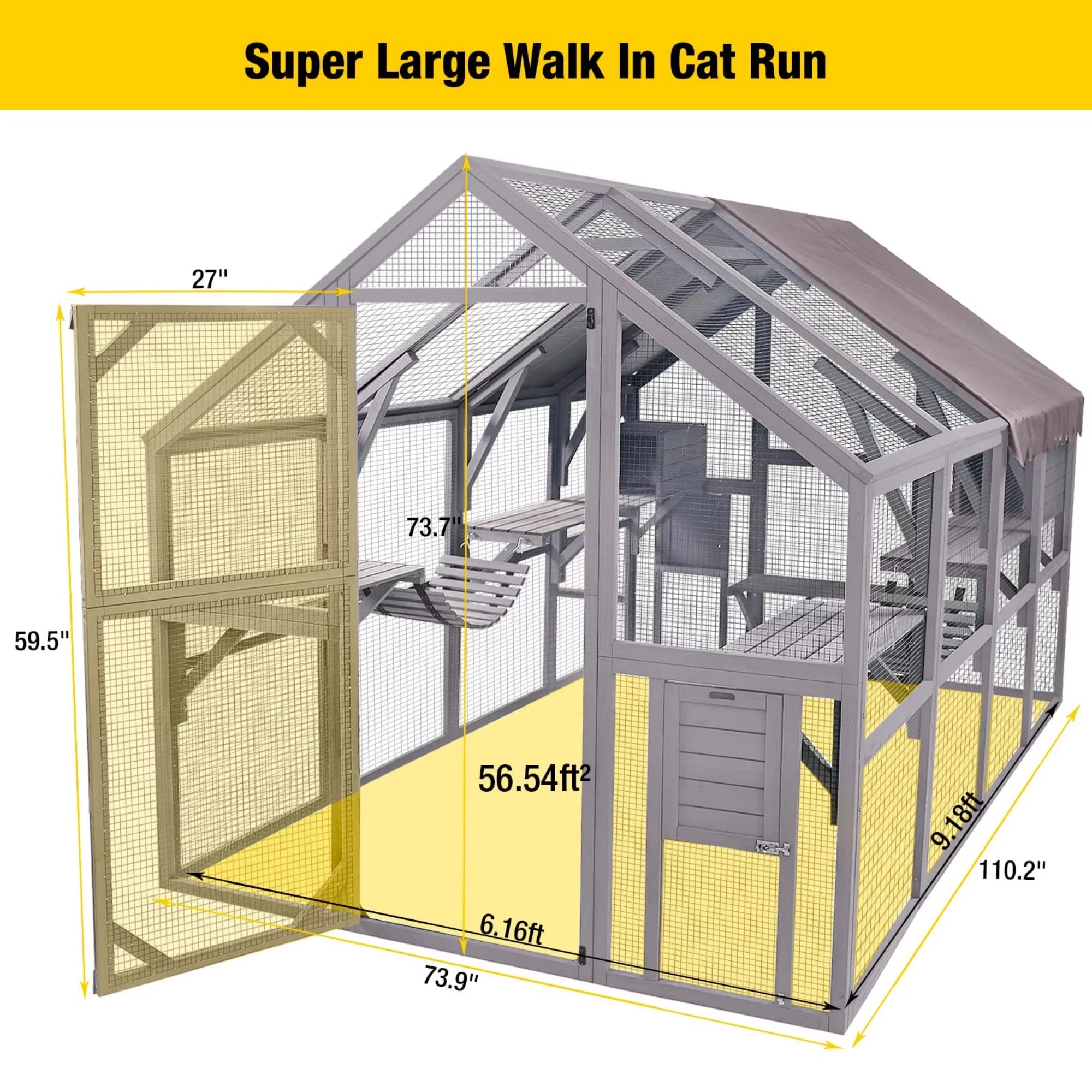 Outdoor Walk-in Catio Enclosure with Bridges and Platforms J984