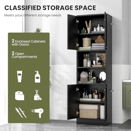 Bathroom Storage Cabinet with 4 Doors and 2 Open Shelves L789