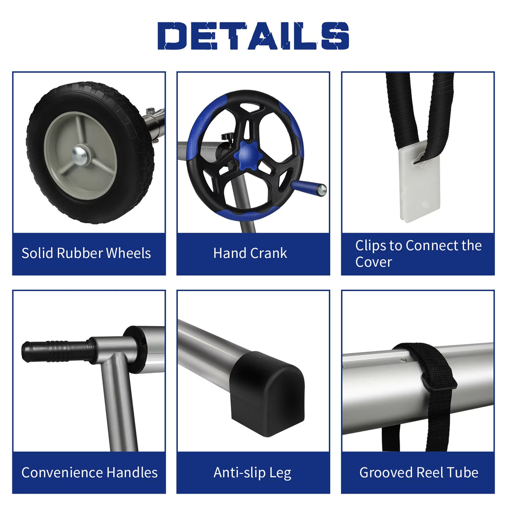 20 ft Aluminum Pool Cover Reel Set for Inground Swimming Pool K204