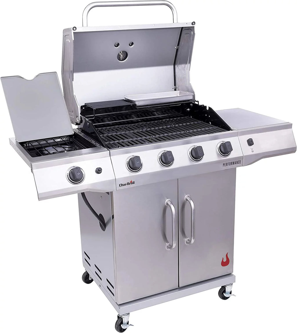 4-Burner Propane Gas Grill with Side Burner and Cabinet U96398