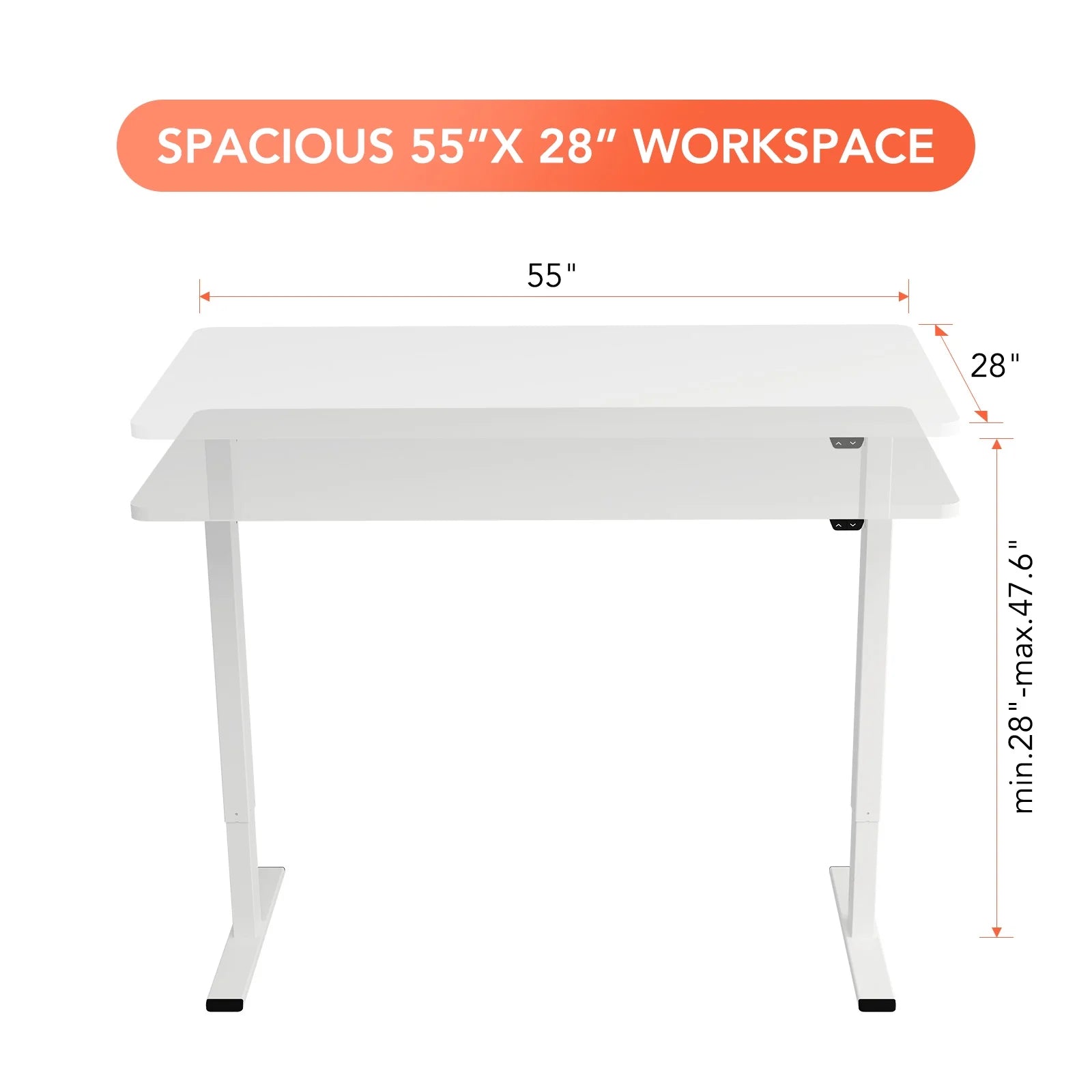 Electric Height Adjustable Desk 55x28 White H14300