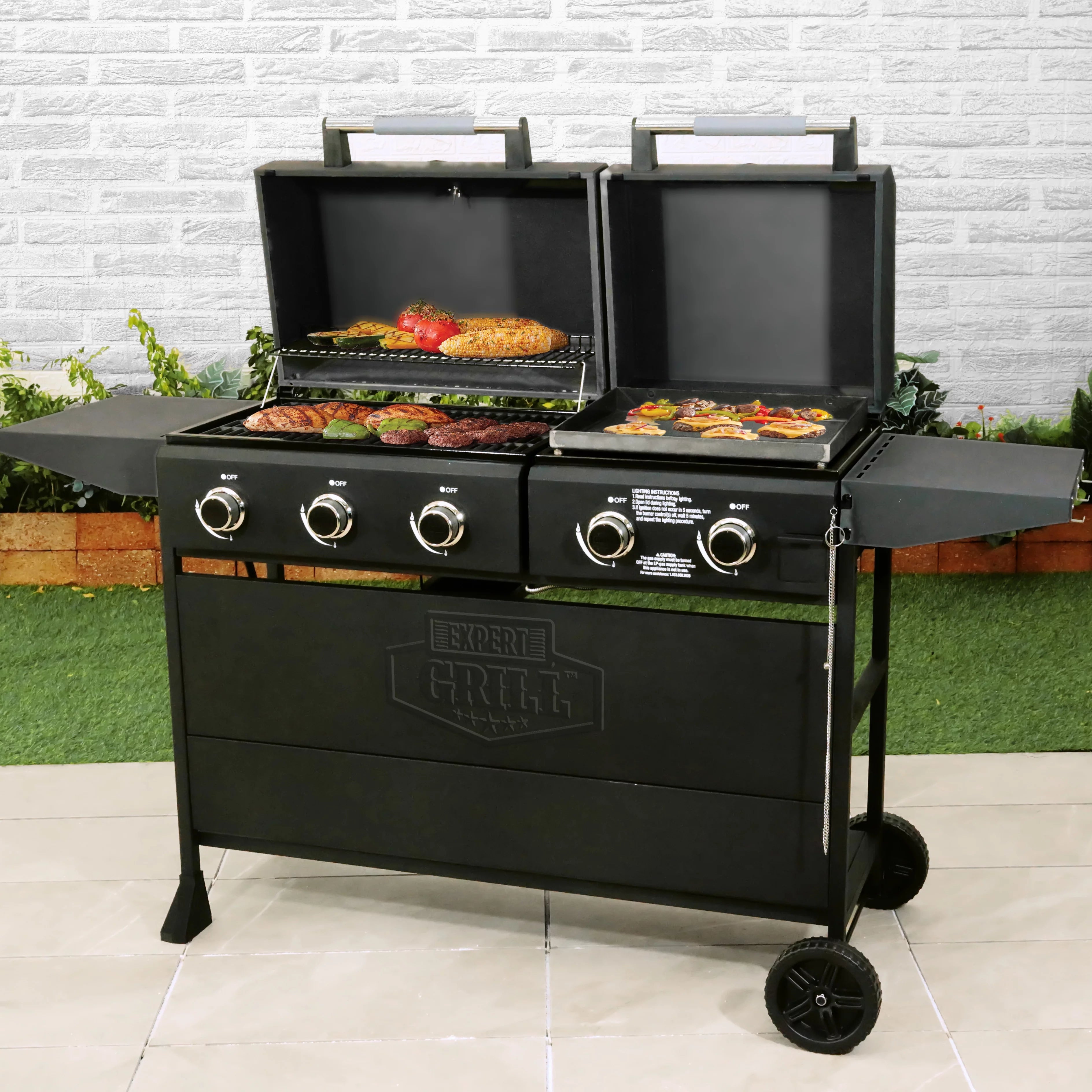 5 Burner Propane Gas Grill and Griddle, Black R371540