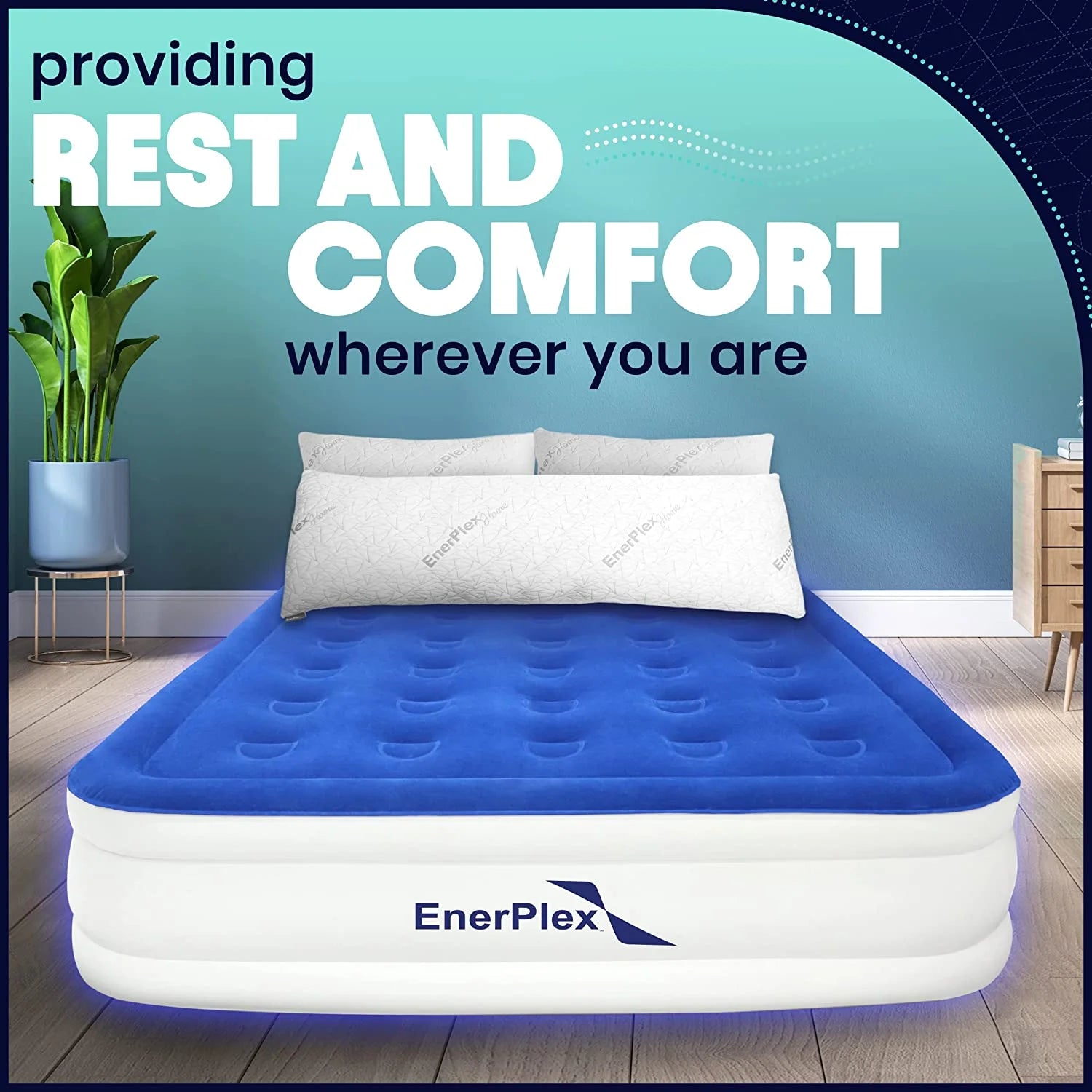 Queen Air Mattress with Built-in Pump, 18 Inch B6401