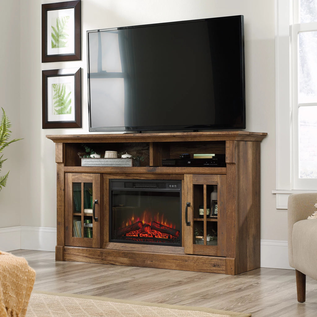 Rustic Fireplace TV Stand for TVs up to 50", Vintage Oak Finish H9192