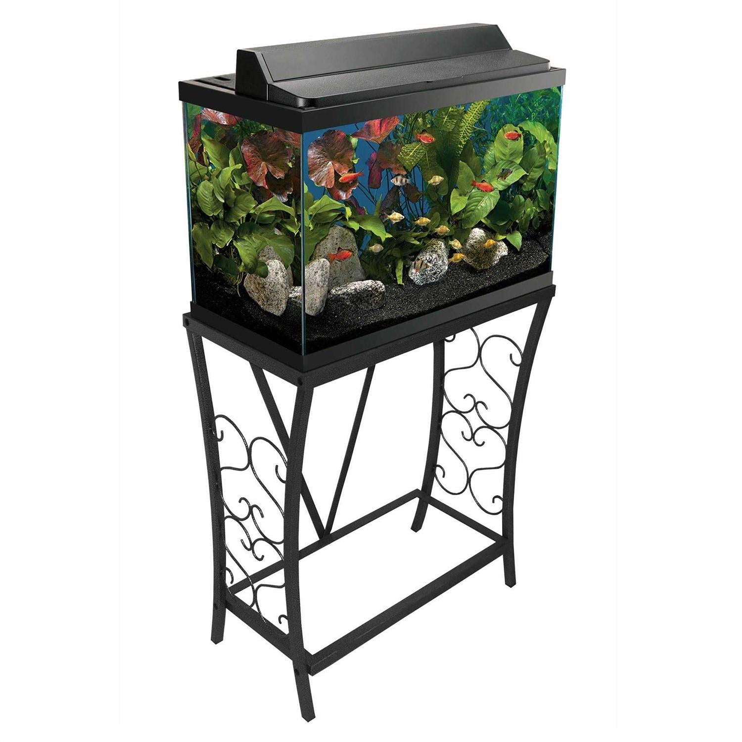 20 Gallon Scroll Aquarium Stand Black Q1119