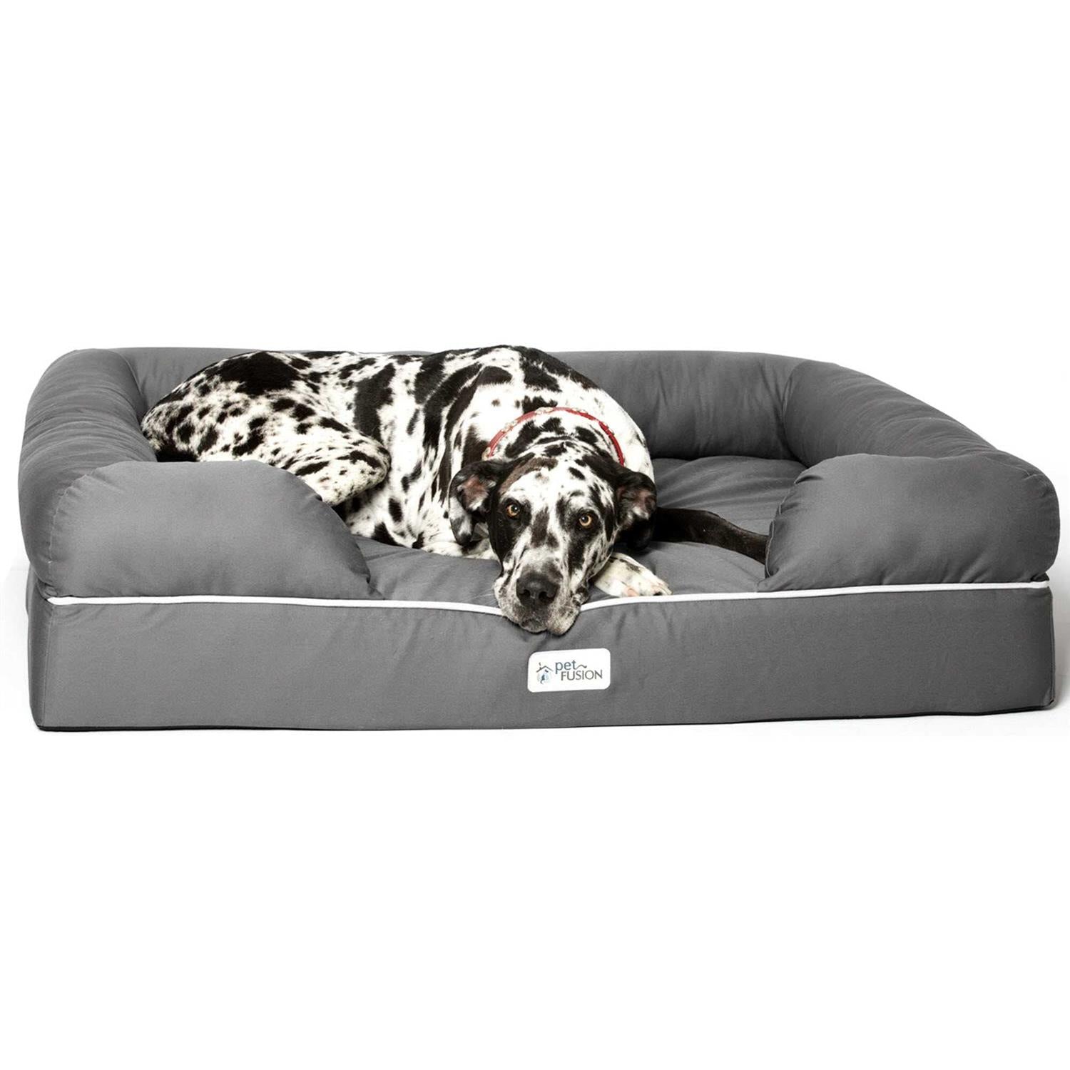 PetFusion Ultimate Lounge Memory Foam Bolster Cat &amp; Dog Bed with Removable Cover, Brown, Jumbo - Pet Supplies online store