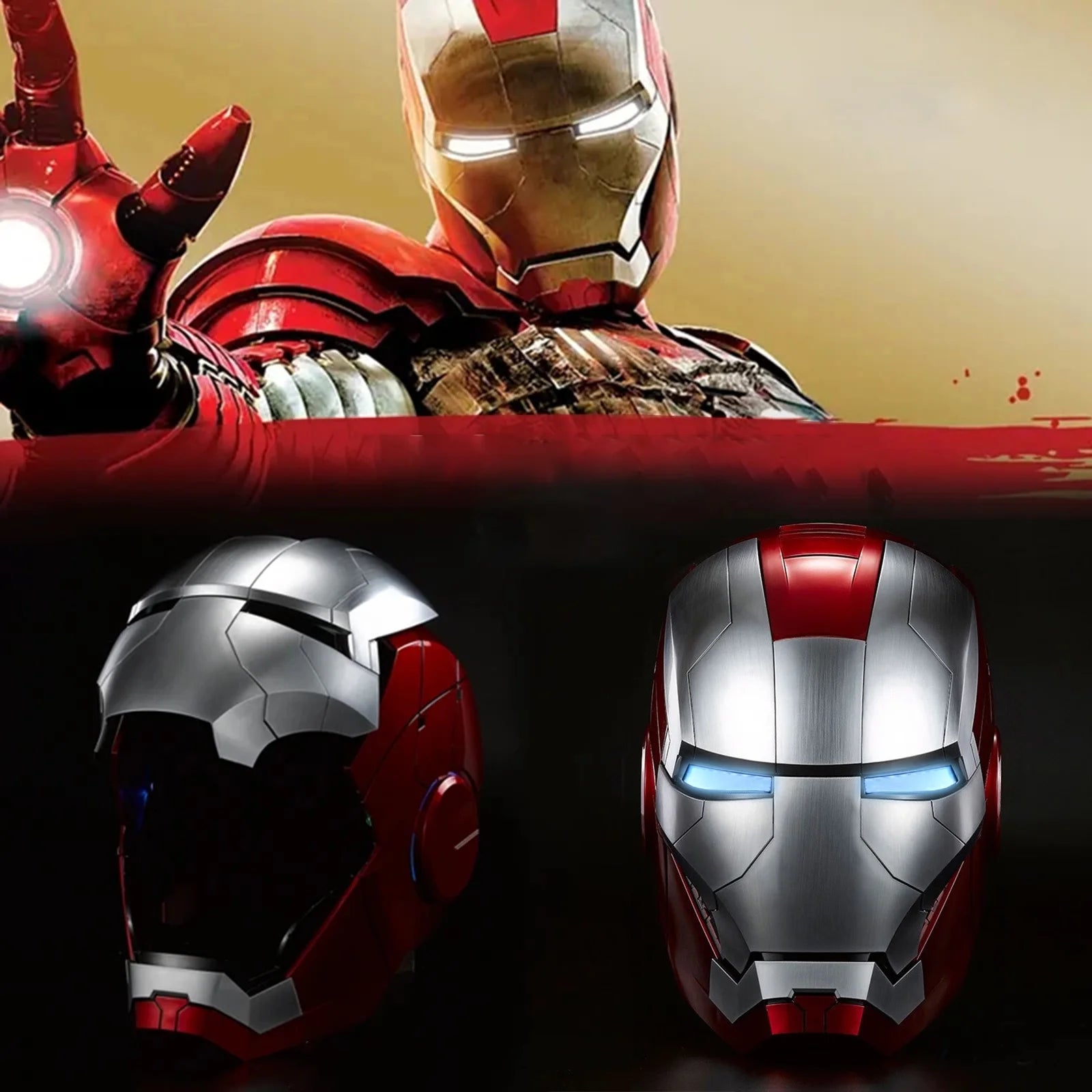 Iron Man Helmet Electronic Wearable Mask with LED Eyes Q3404