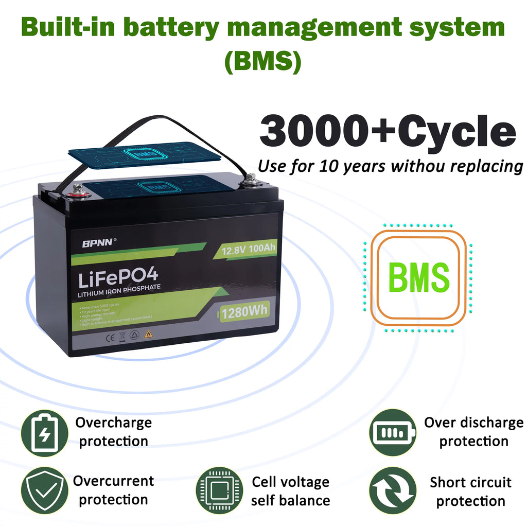 12V 100Ah LiFePO4 Battery for RV Solar Home Backup Q201178