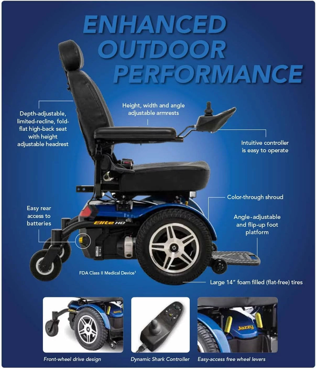 Heavy Duty Power Chair, Red, 22"W x 20"-22" Q36449