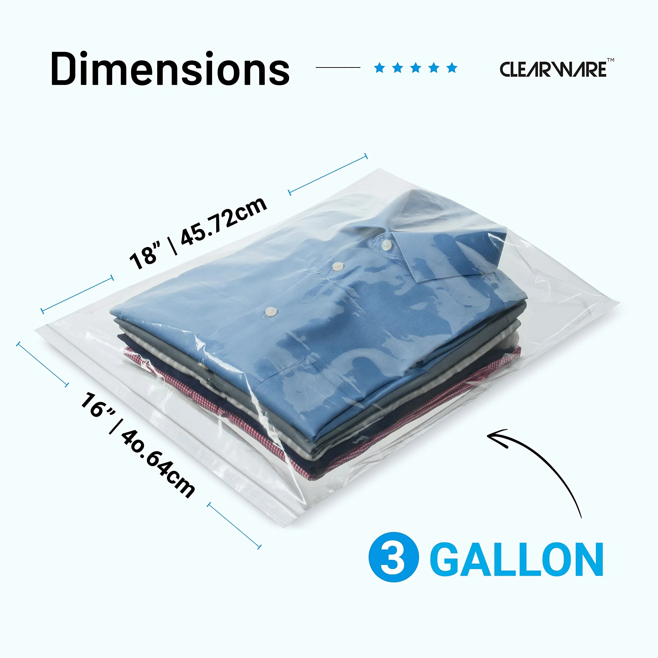 Extra Large 3 Gallon Storage Bags with Zipper, 16x18 Inch Thick Plastic, Reusable B137