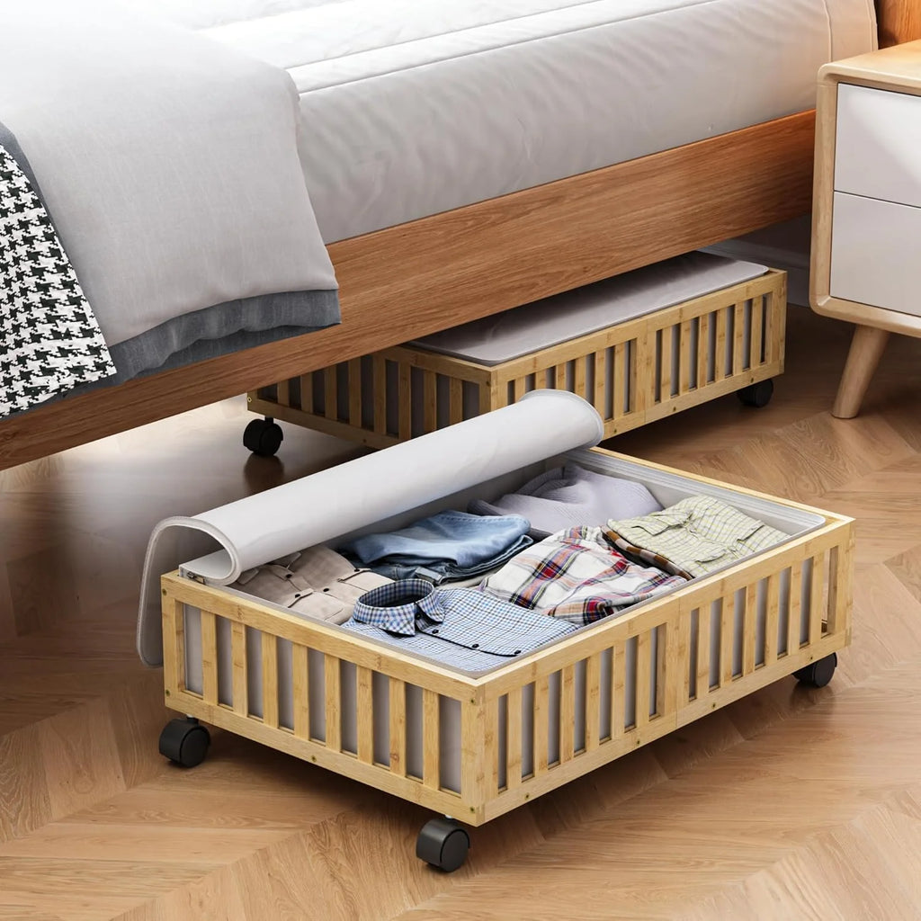 Under Bed Storage Containers with Wheels, 2 Pack, White Q59369