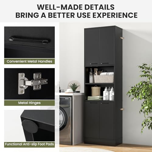 Bathroom Storage Cabinet with 4 Doors and 2 Open Shelves L789